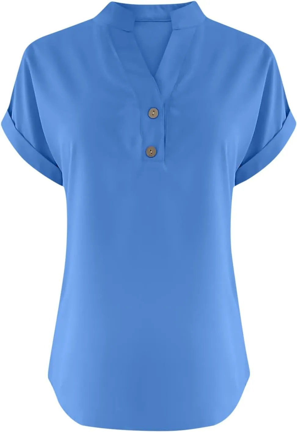 Cotton Linen for Women V Neck Button Down Tops Short Sleeve Basic Tee Summer Tops Casual Loose Solid Shirt Plus Size