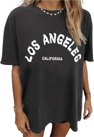 CSDAJIO Vintage Oversized Graphic Tees for Women Heart Shaped Letter Print New York T Shirt Teen Girl Aesthetic Clothing