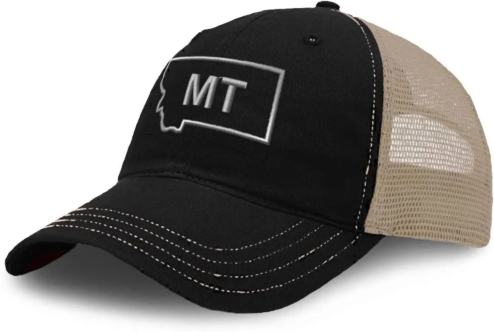 Custom Baseball Cap Montana State Map Mt Embroidery Cotton Soft Mesh Cap