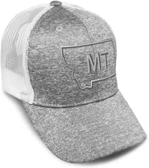 Custom Trucker Hat Jersey Baseball Cap Montana State Map Mt Embroidery Tri Blend