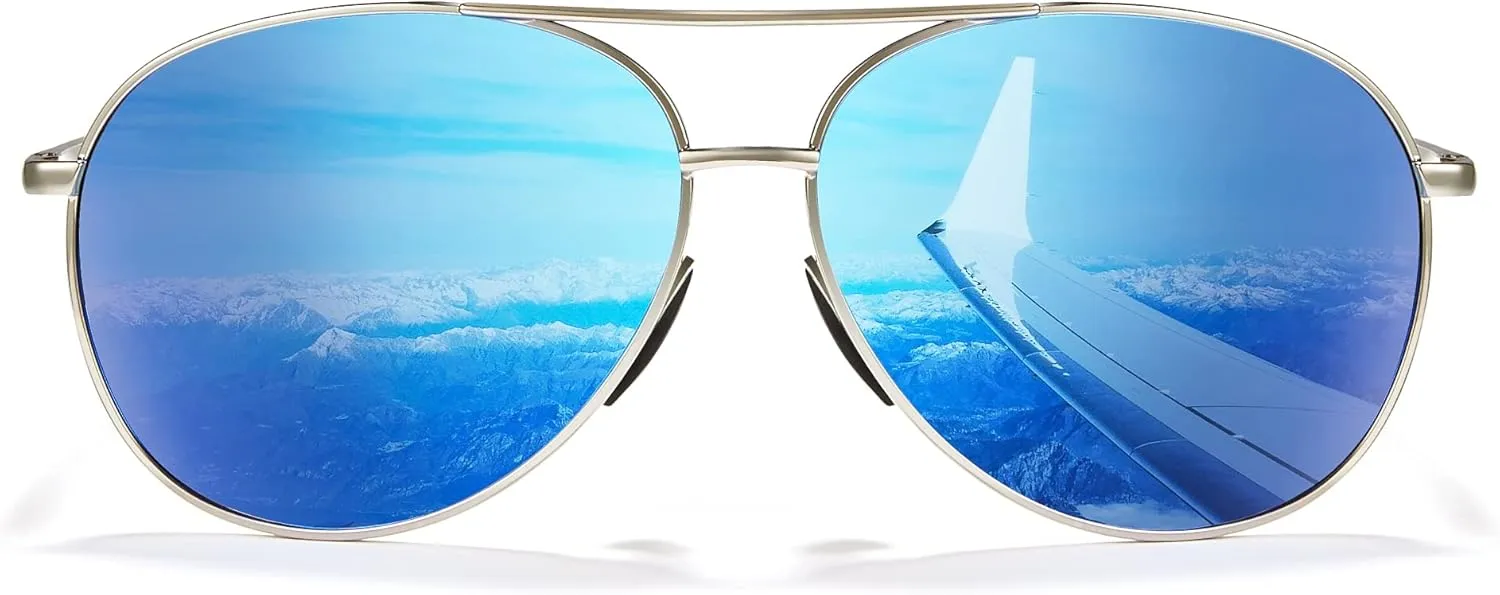 Cyxus Aviator Sunglasses for Men Polarized UV400 Protection Military Pilot Sunglasses Trendy for Driving Hiking 1489