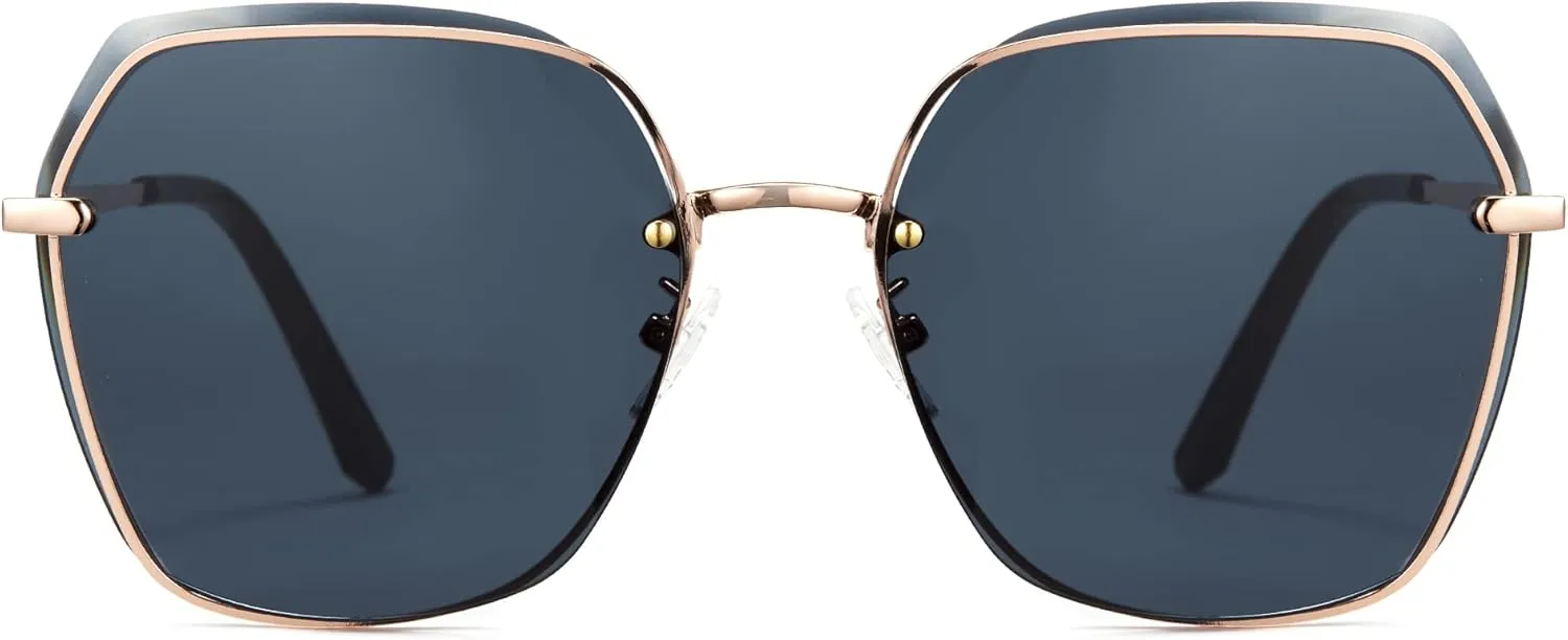 Cyxus Vintage Cat Eye Sunglasses Women Metal Half Rim Fashion Sunglasses Nylon Lens UV400 Protection 1077B06