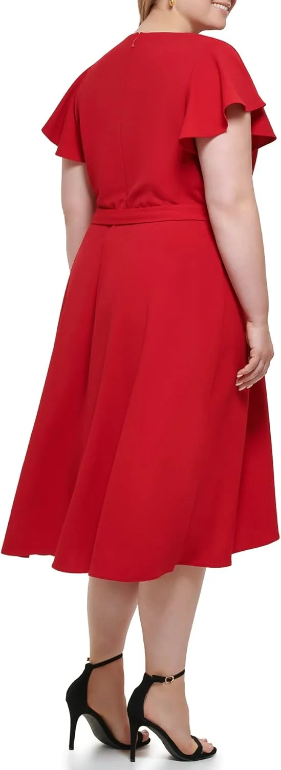 DKNY Womens Chiffon Metallic Wrap Dress