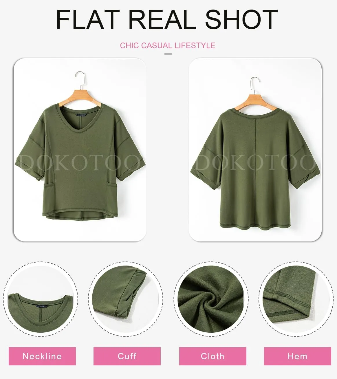 Dokotoo Womens Summer Tops Casual Crewneck Short Sleeve T Shirts for Women Solid Oversized Blouses Tops