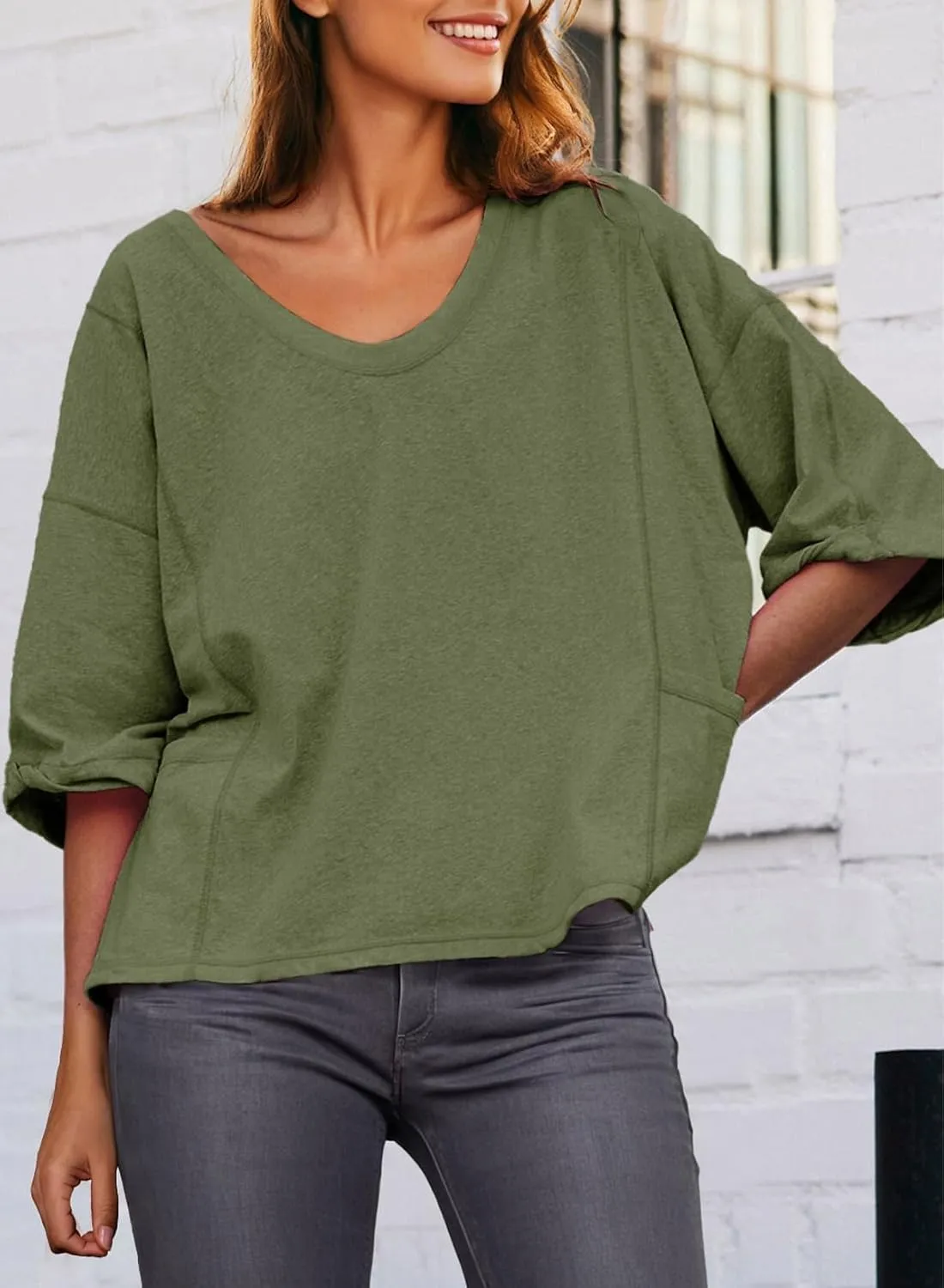 Dokotoo Womens Summer Tops Casual Crewneck Short Sleeve T Shirts for Women Solid Oversized Blouses Tops