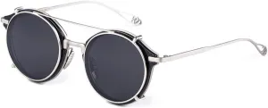 Dollger Double Lens Clip On Sunglasses Non-flip Lens Round Steampunk Style Glasses for Men Women