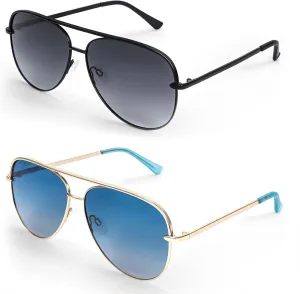 Dollger Polarized Oversized Aviator Sunglasses for Women Men Retro Trendy Lightweight Metal Frame UV Protection Sun Glasses
