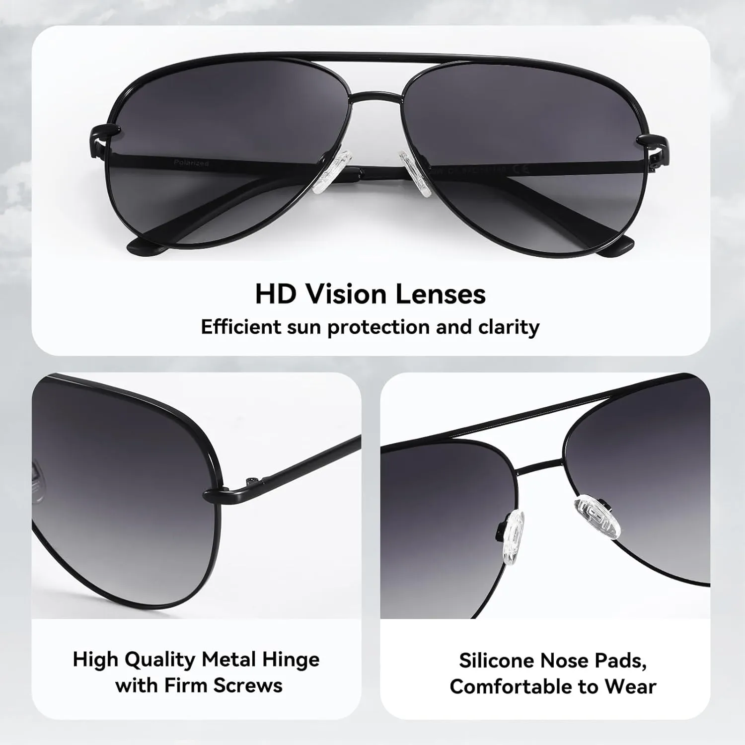 Dollger Polarized Oversized Aviator Sunglasses for Women Men Retro Trendy Lightweight Metal Frame UV Protection Sun Glasses