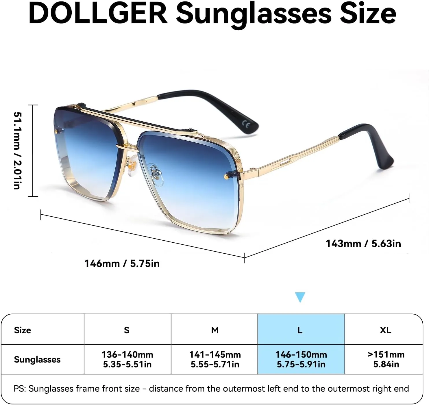 Dollger Square Aviator Sunglasses for Men and Women Fashion Metal Vintage Gradient Shades Sunglasses UV400 Protection