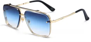 Dollger Square Aviator Sunglasses for Men and Women Fashion Metal Vintage Gradient Shades Sunglasses UV400 Protection