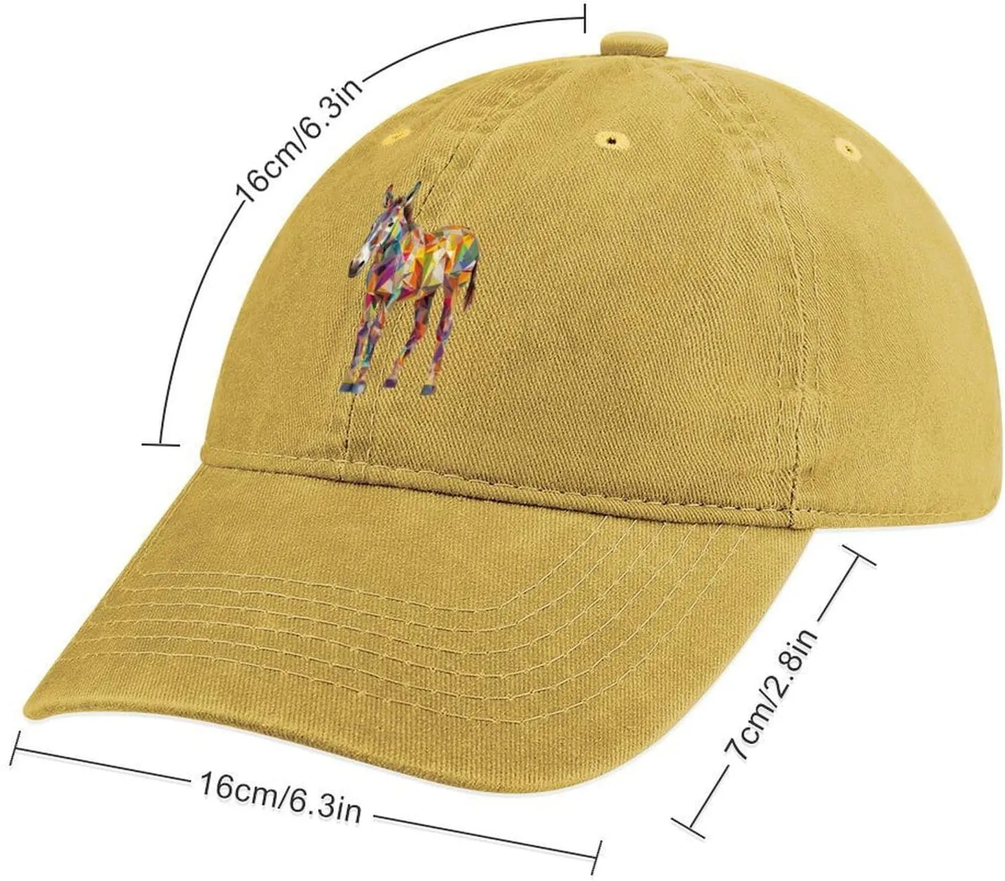 Donkey Geometric Graphic Animal Art Cotton Baseball Cap Classic Golf Dad Hat Adjustable Trucker Hats Printing Plain Cap