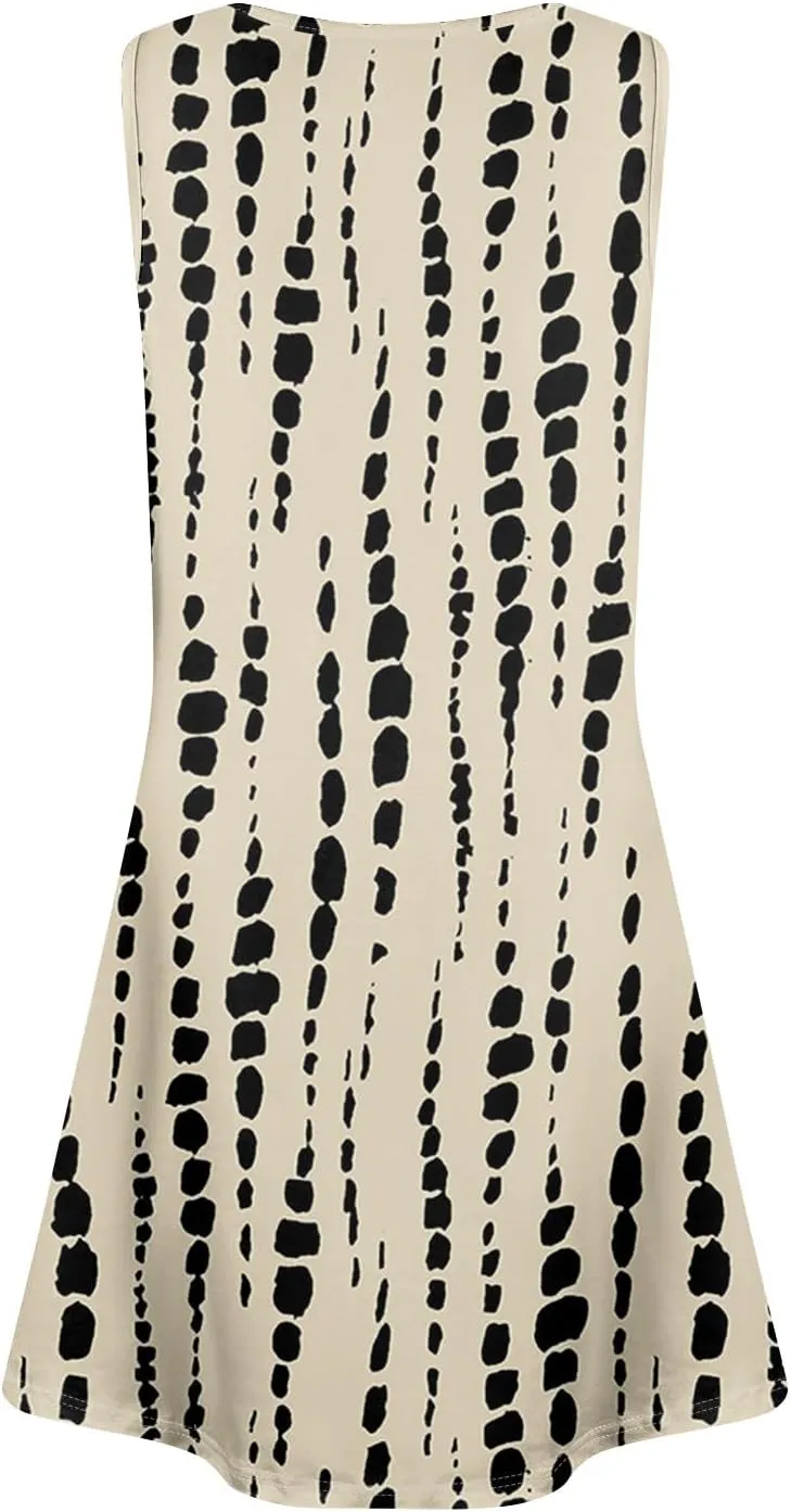 Dresses for Women Spring Tank Sundresses Sleeveless Short Dress Casual Fashion Summer Floral Flowy Dress with Pocket