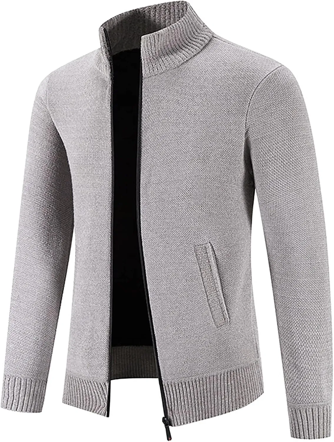 DuDubaby Fall Jackets for Men Winter Sweater Cardigan Men's Plush Thickened Sweater Stand Collar Zipper Loose Warm Coat