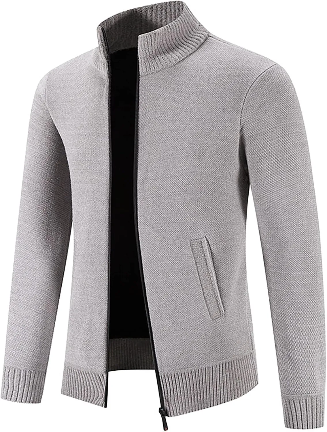 DuDubaby Fall Jackets for Men Winter Sweater Cardigan Men's Plush Thickened Sweater Stand Collar Zipper Loose Warm Coat