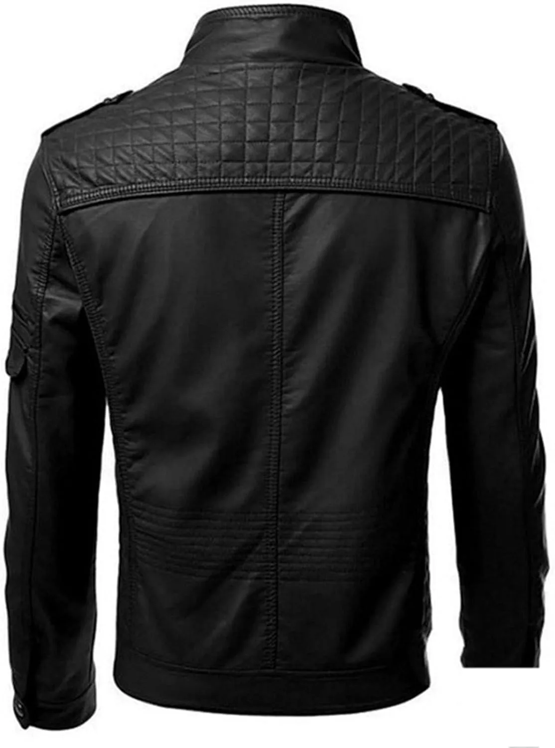 DuDubaby Winter Men's Casual Stand Collar Leather Jacket Coat Mens Lightweight Jacket