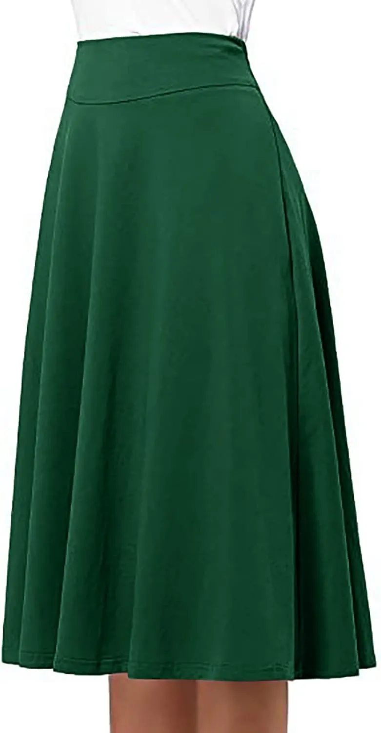 Elastic High Waist Floral Print Boho Maxi Skirt Women Tiered Pleated Flowy Long Summer Beach Skirt