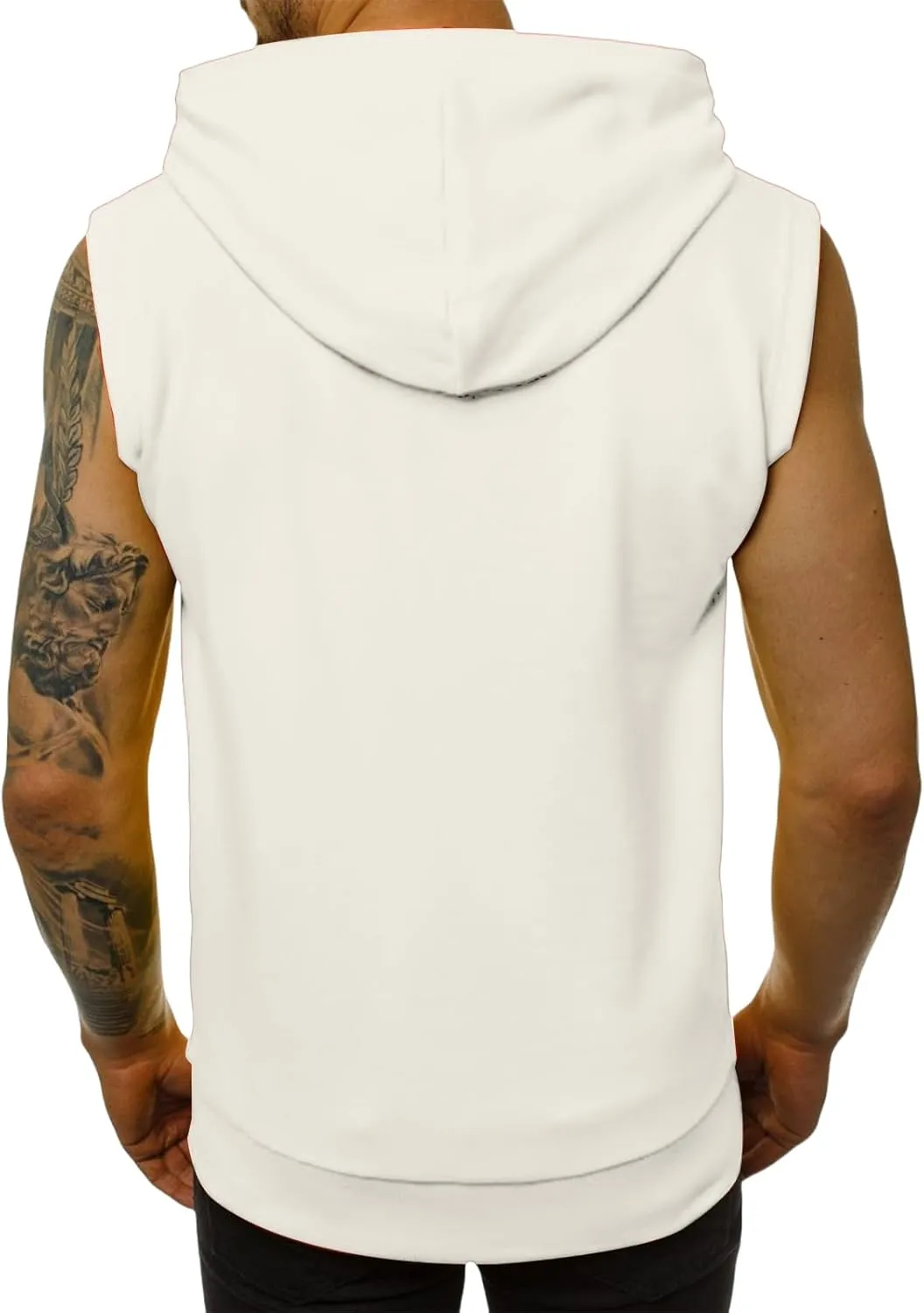 evzosrz Mens Workout Hoodies Full Zip Hooded Tank Tops Fashion Sleeveless Bodybuilding Fitness Muscle Tees Shirt with Pocket