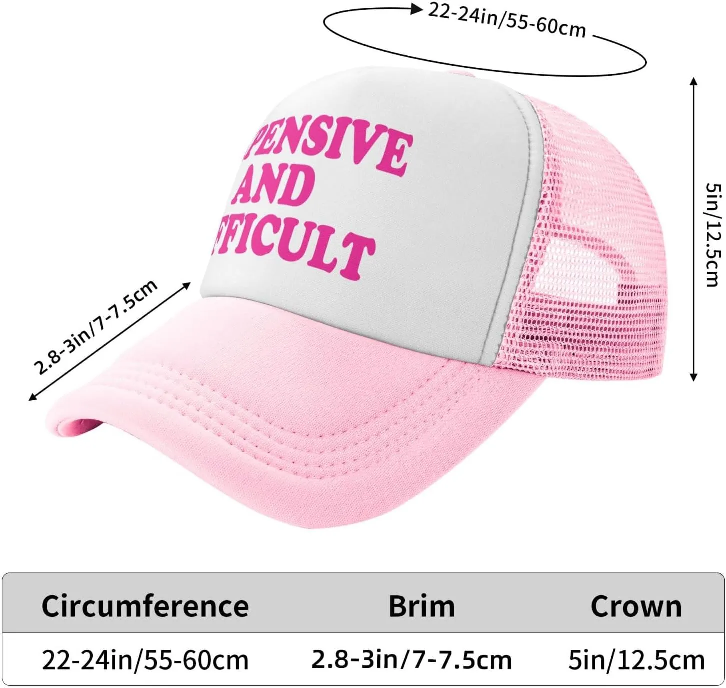Expensive and Difficult Trucker Hat for Men Women Humor Funny Hats Mesh Funny Baseball Cap Black Trucker Hat