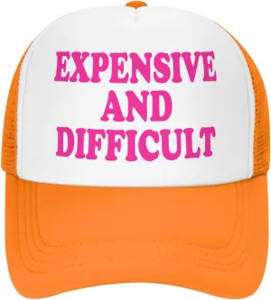 Expensive and Difficult Trucker Hat for Men Women Humor Funny Hats Mesh Funny Baseball Cap Black Trucker Hat
