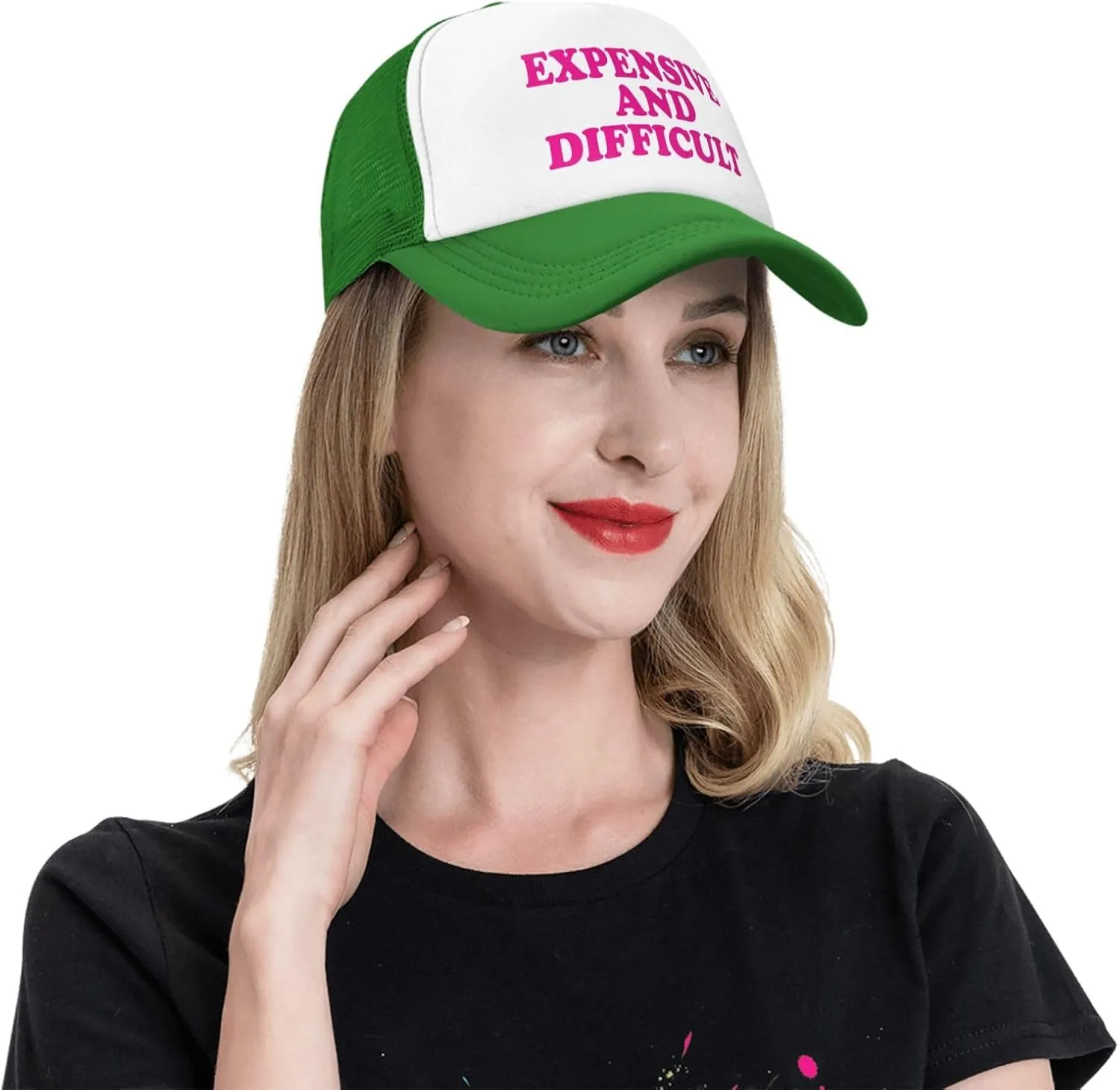 Expensive and Difficult Trucker Hat for Men Women Humor Funny Hats Mesh Funny Baseball Cap Black Trucker Hat