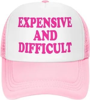 Expensive and Difficult Trucker Hat for Men Women Humor Funny Hats Mesh Funny Baseball Cap Black Trucker Hat