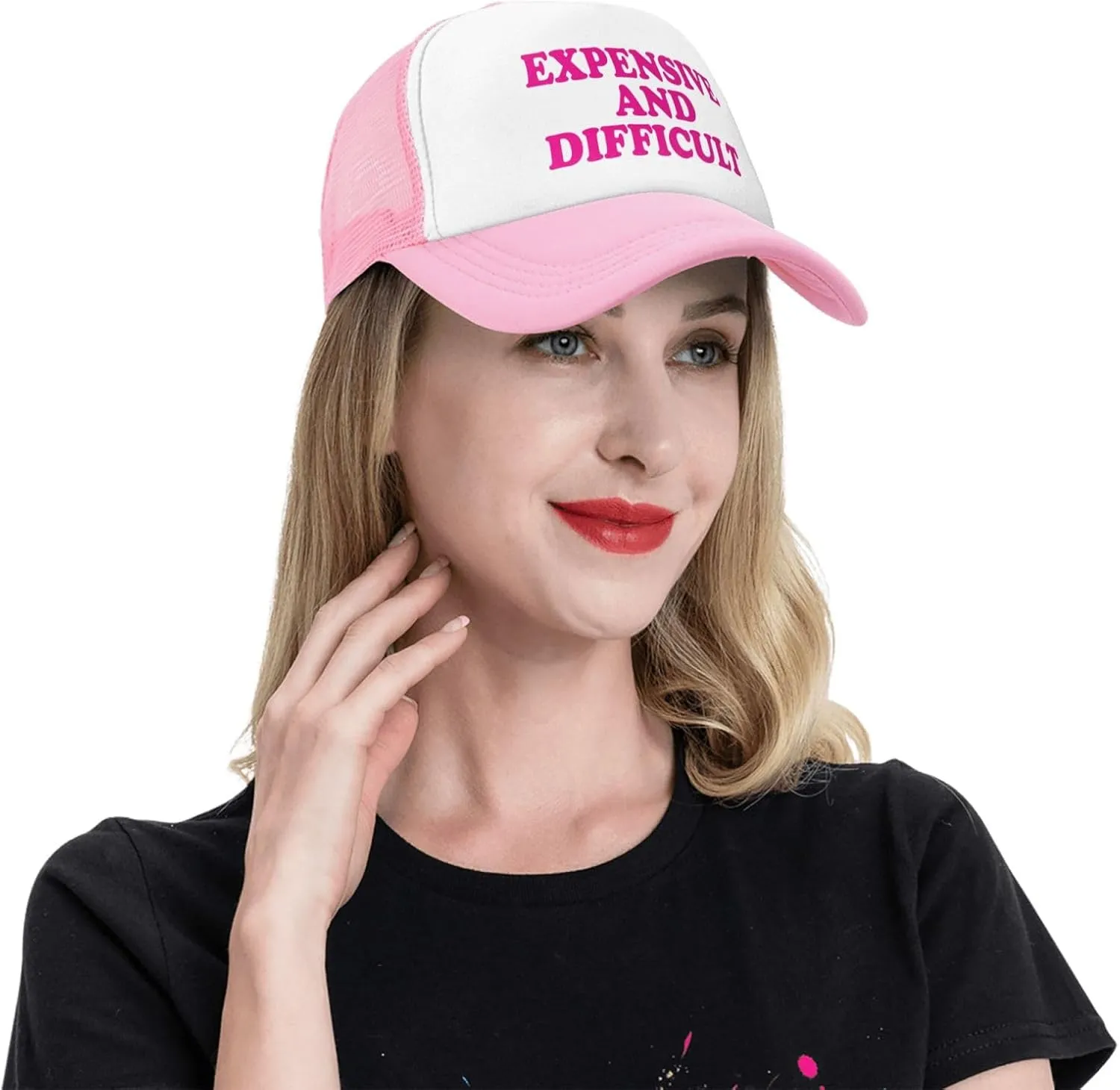 Expensive and Difficult Trucker Hat for Men Women Humor Funny Hats Mesh Funny Baseball Cap Black Trucker Hat
