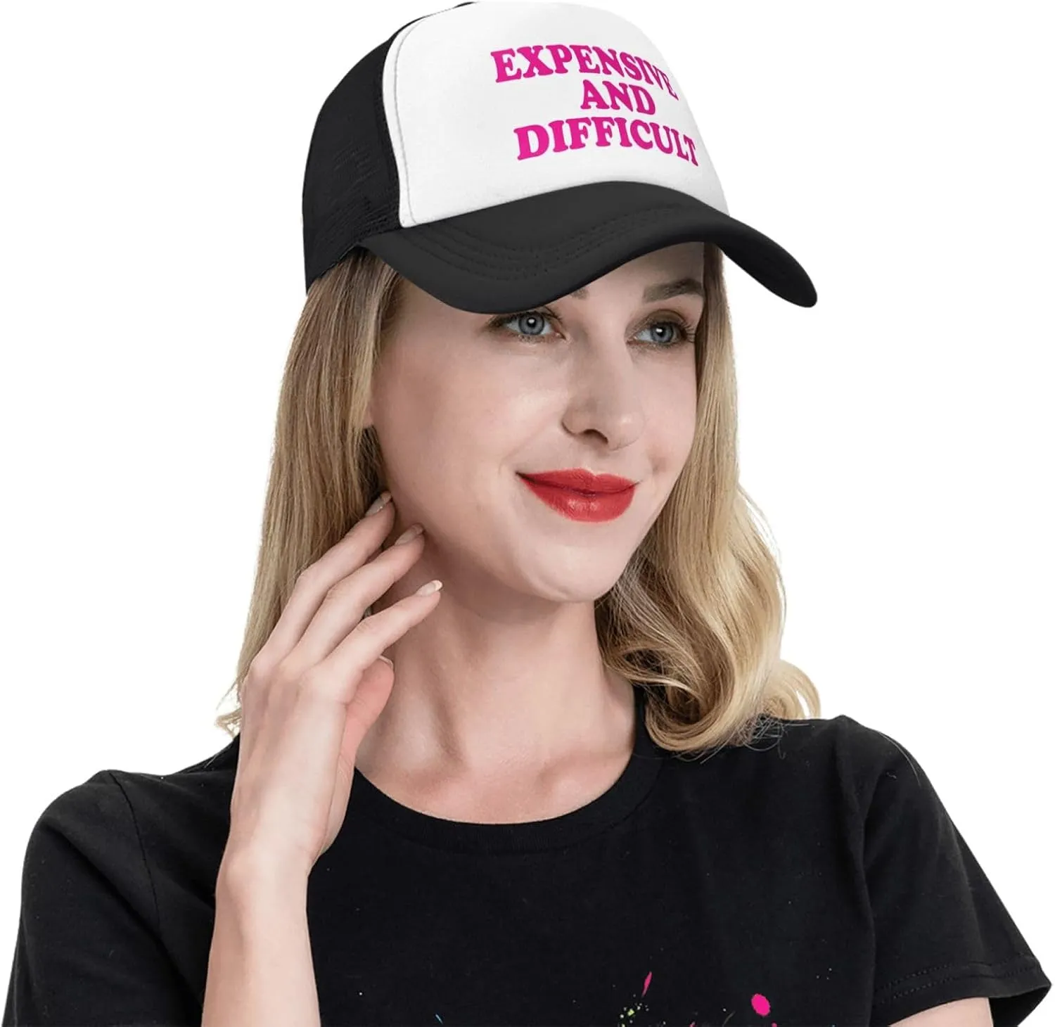 Expensive and Difficult Trucker Hat for Men Women Humor Funny Hats Mesh Funny Baseball Cap Black Trucker Hat