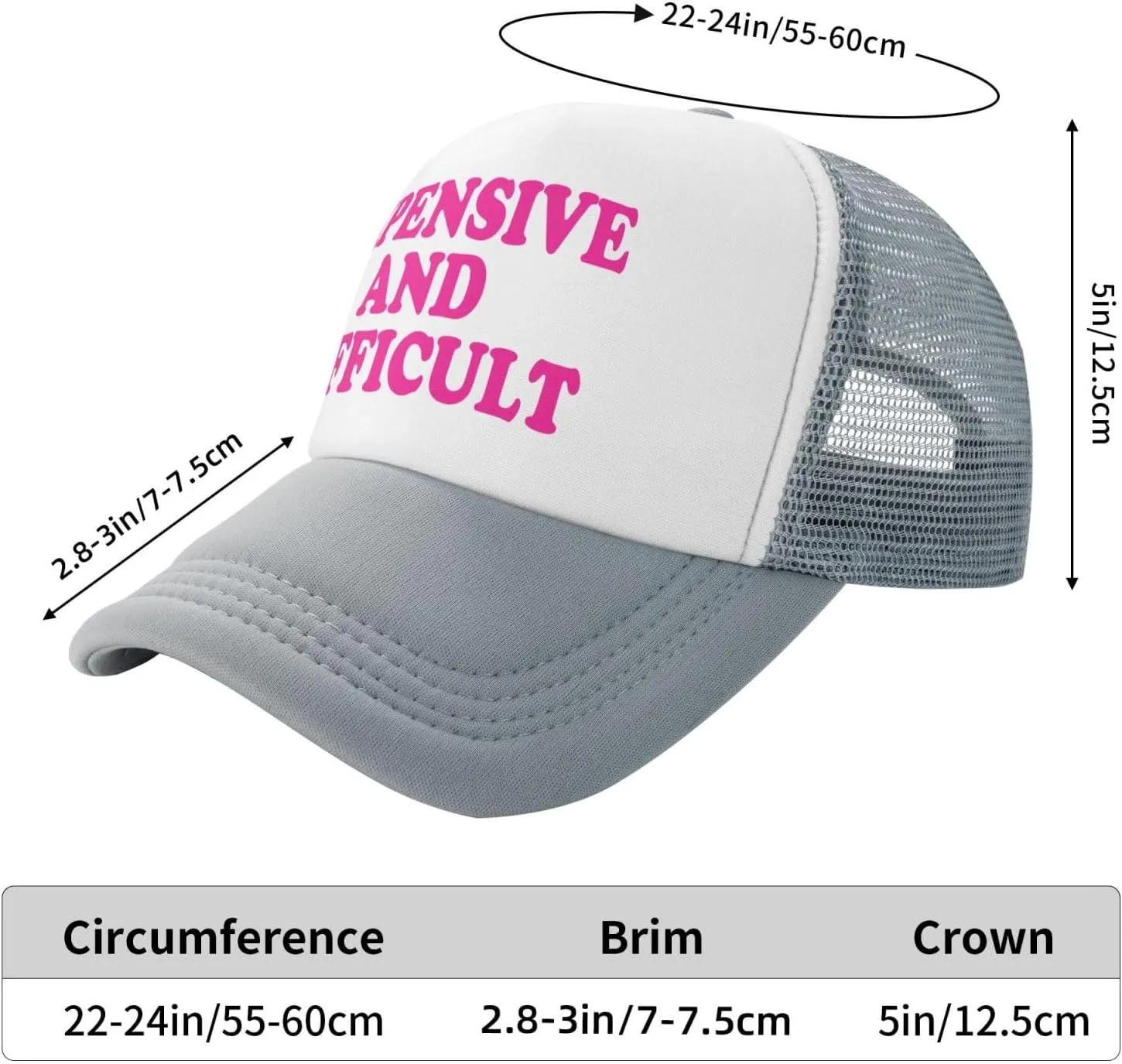Expensive and Difficult Trucker Hat for Men Women Humor Funny Hats Mesh Funny Baseball Cap Black Trucker Hat