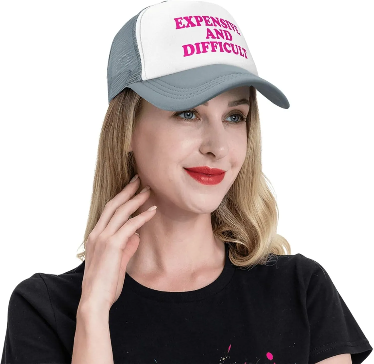 Expensive and Difficult Trucker Hat for Men Women Humor Funny Hats Mesh Funny Baseball Cap Black Trucker Hat