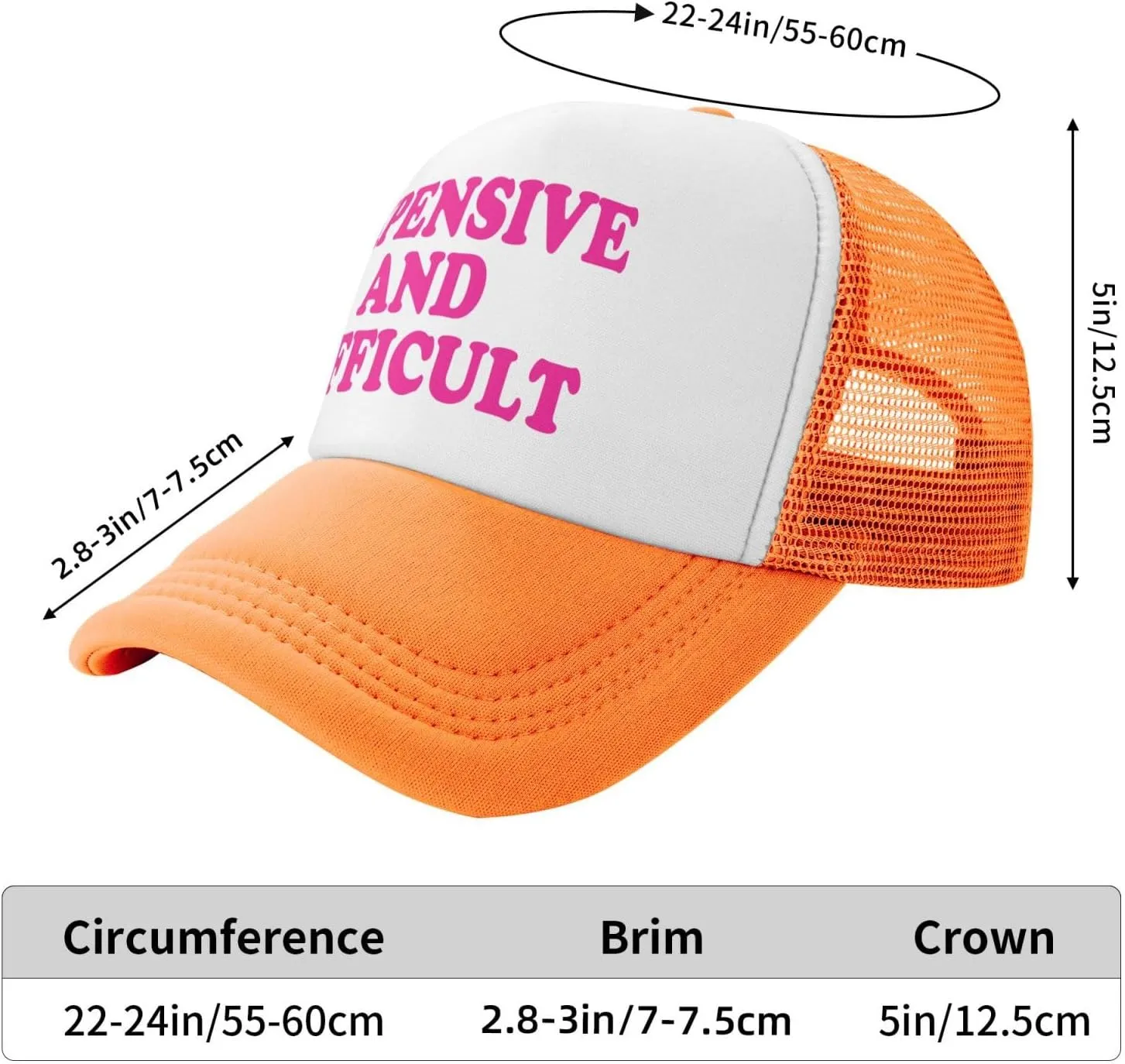 Expensive and Difficult Trucker Hat for Men Women Humor Funny Hats Mesh Funny Baseball Cap Black Trucker Hat