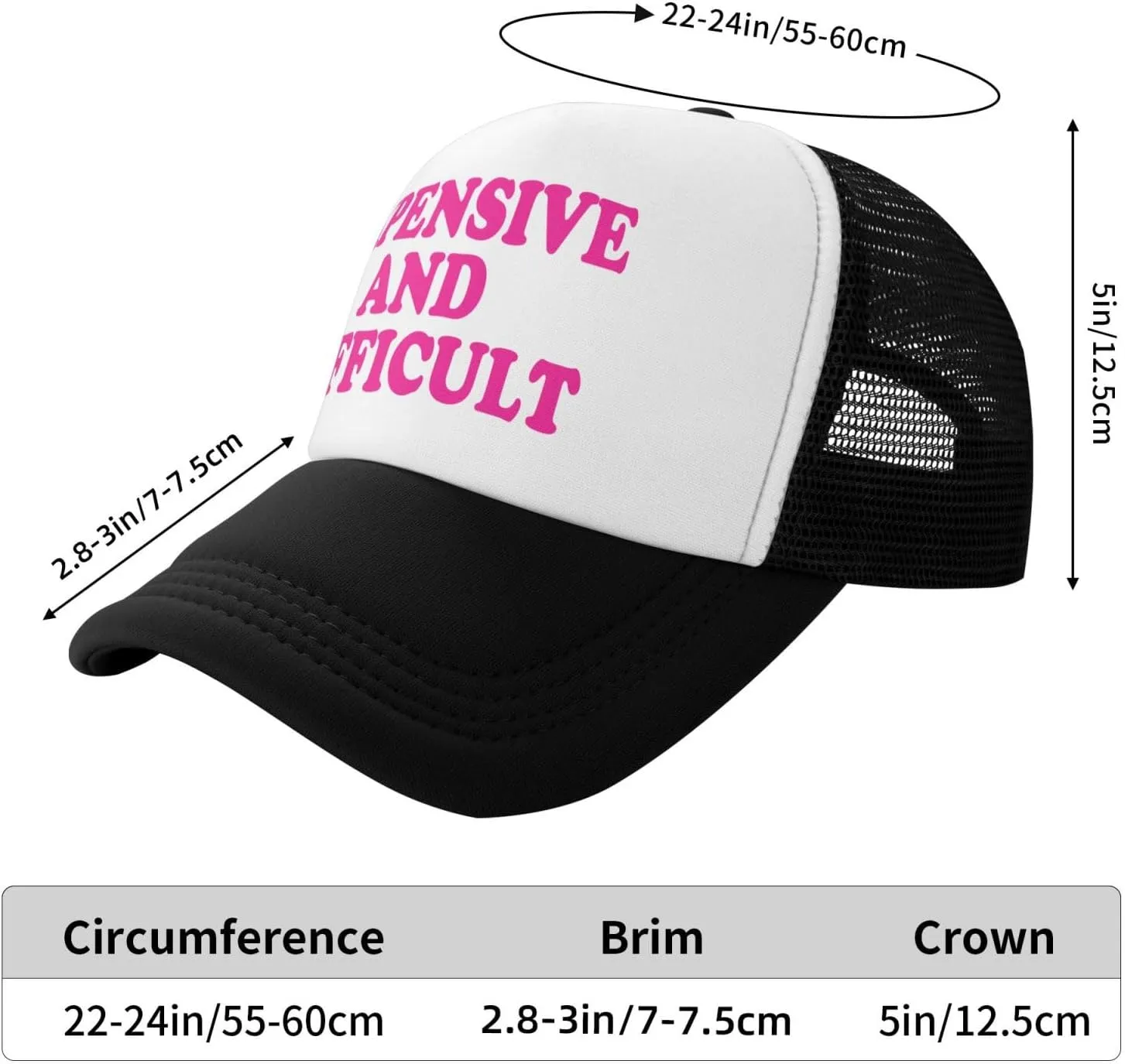 Expensive and Difficult Trucker Hat for Men Women Humor Funny Hats Mesh Funny Baseball Cap Black Trucker Hat