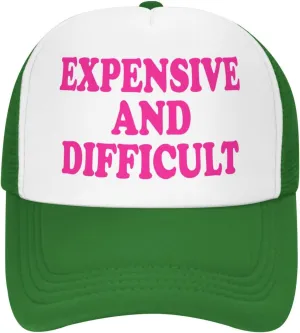 Expensive and Difficult Trucker Hat for Men Women Humor Funny Hats Mesh Funny Baseball Cap Black Trucker Hat