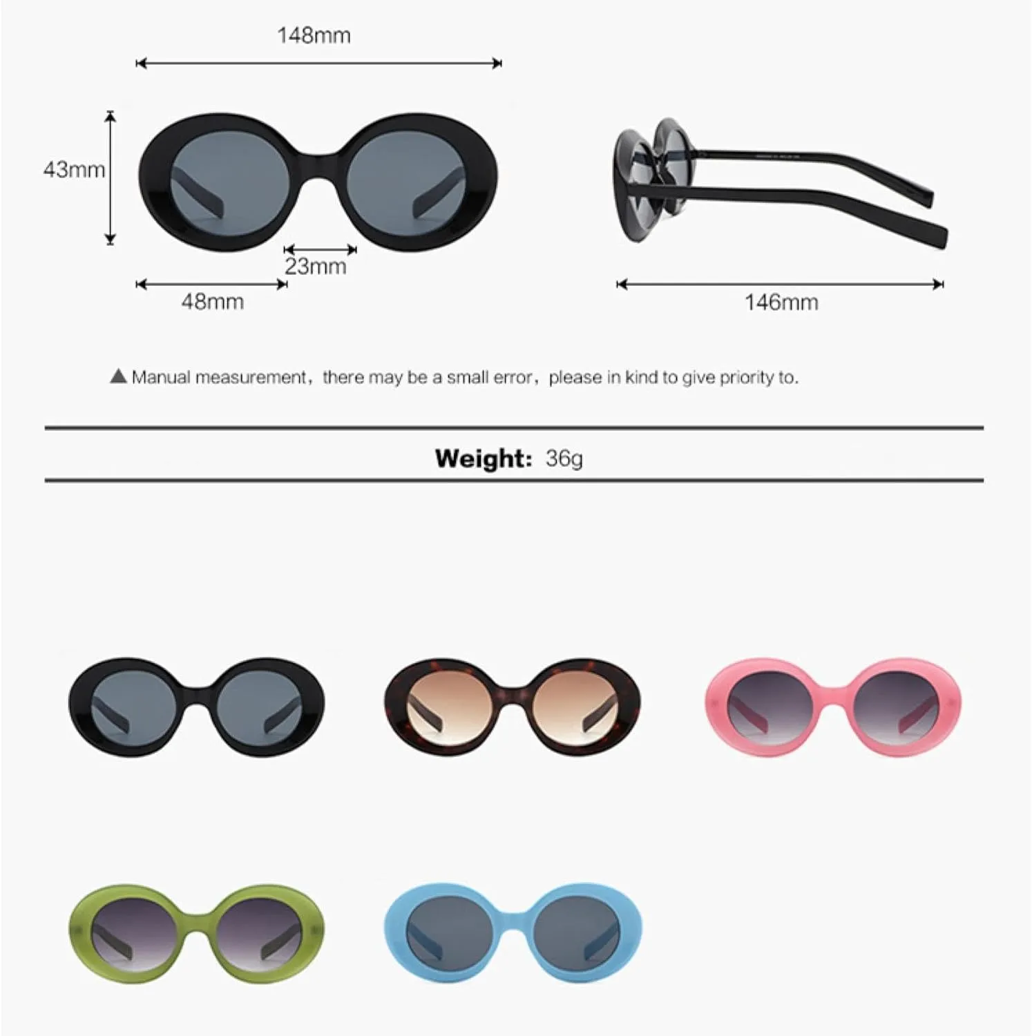 Fashion Candy Color for Women Round Gradient Color Outdoors Sunshade Uv400