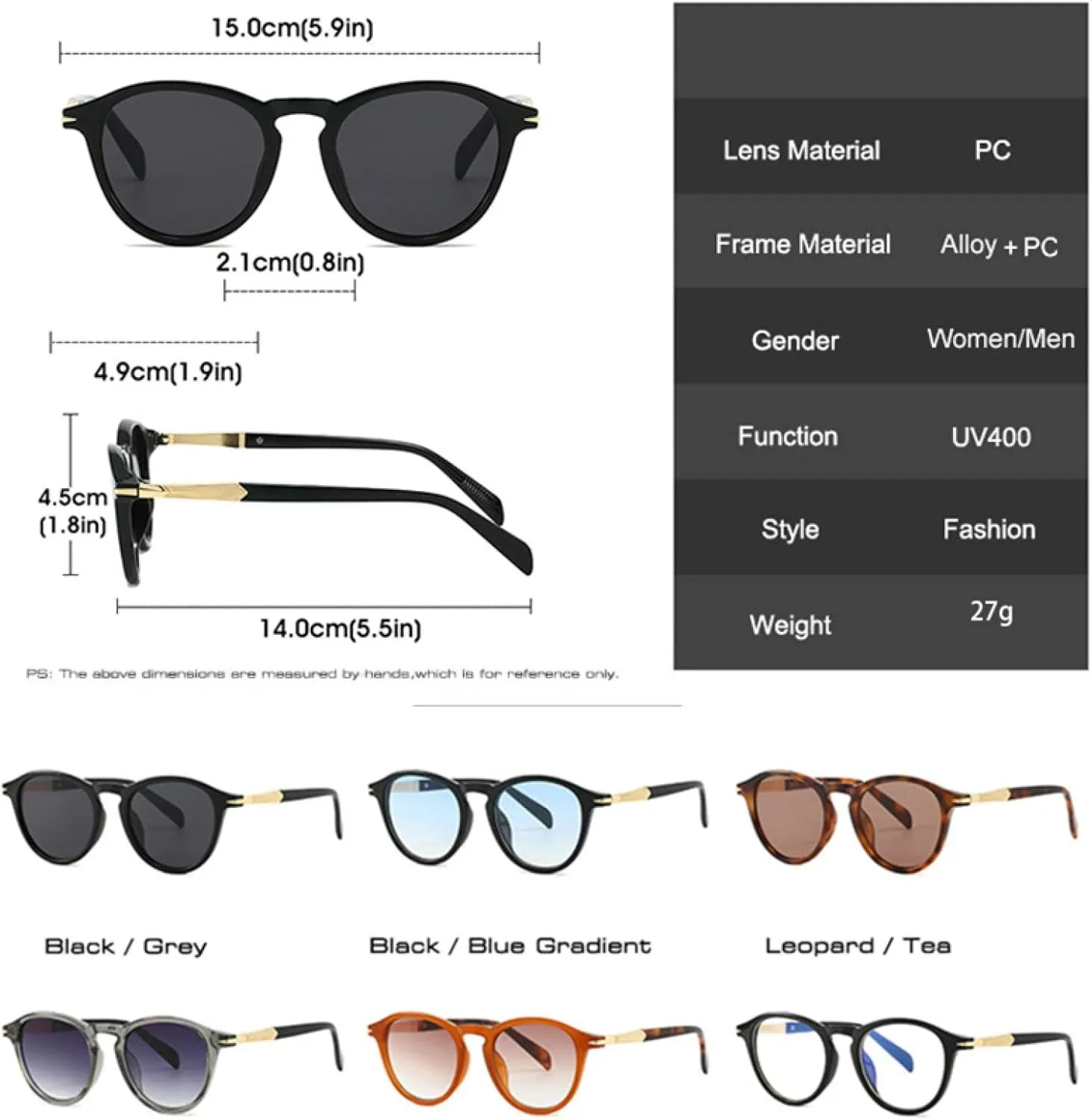 Fashion Round Women Gradient Sunglasses Uv400 Vintage Men Punk