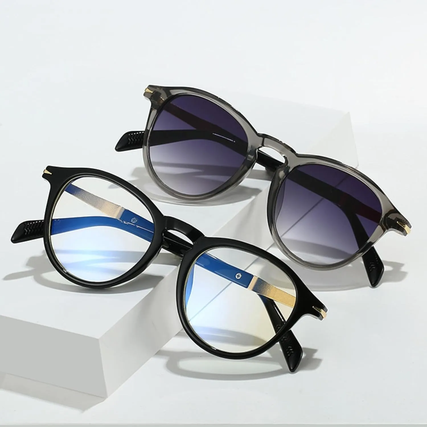 Fashion Round Women Gradient Sunglasses Uv400 Vintage Men Punk