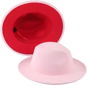 Fedora Hats for Men & Women, Wide Brim Felt Panama Hat, Two Tone Men's Dress Hats