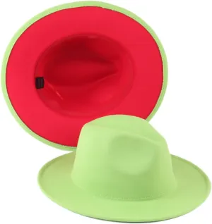 Fedora Hats for Men & Women, Wide Brim Felt Panama Hat, Two Tone Men's Dress Hats