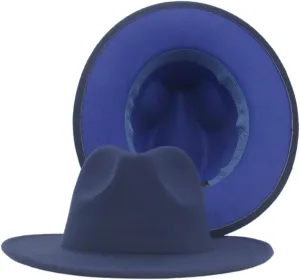 Fedora Hats for Men & Women, Wide Brim Felt Panama Hat, Two Tone Men's Dress Hats