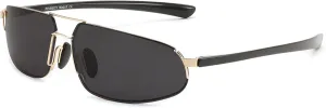 FEISEDY Vintage Sunglasses Men Polarized, Aviator Metal Frame Lightweight, Driving Fishing Running B0057
