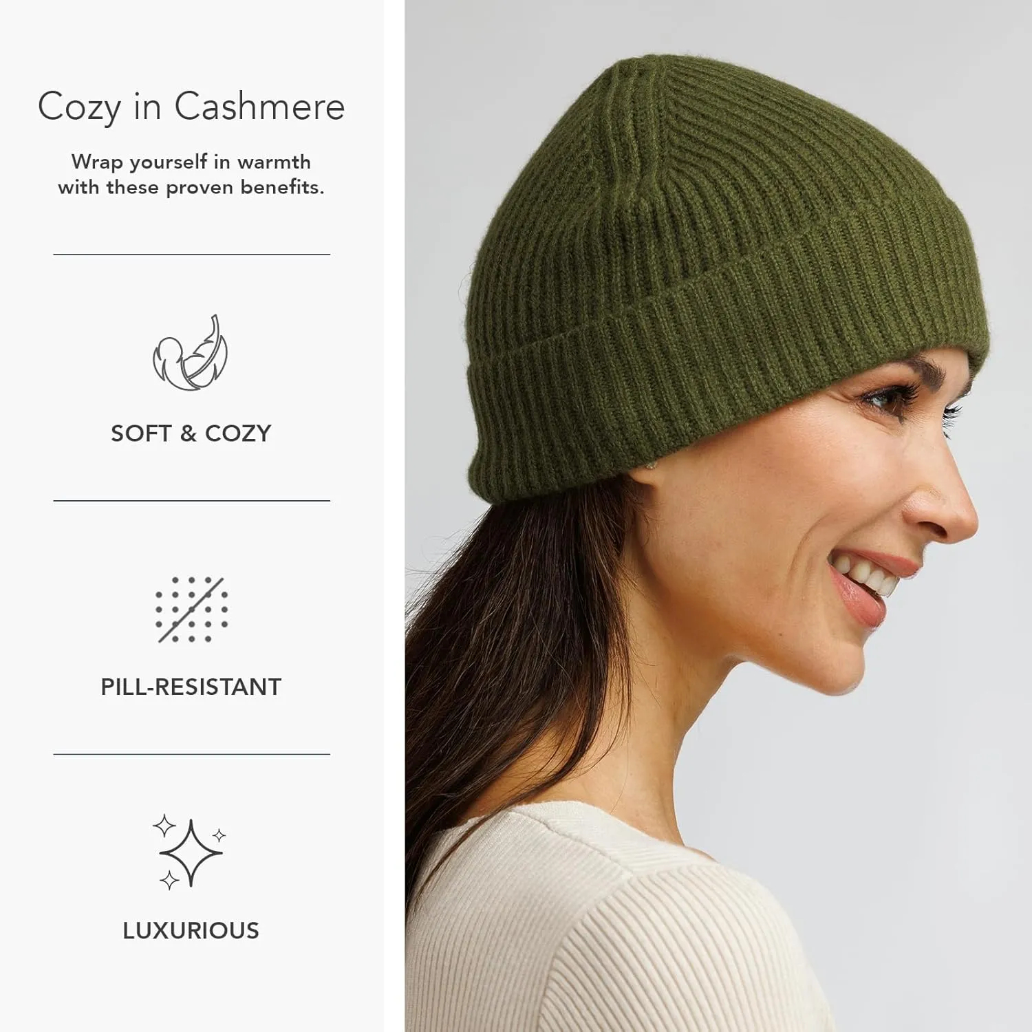 Fishers Finery Women's 100% Cashmere Cuffed Beanie