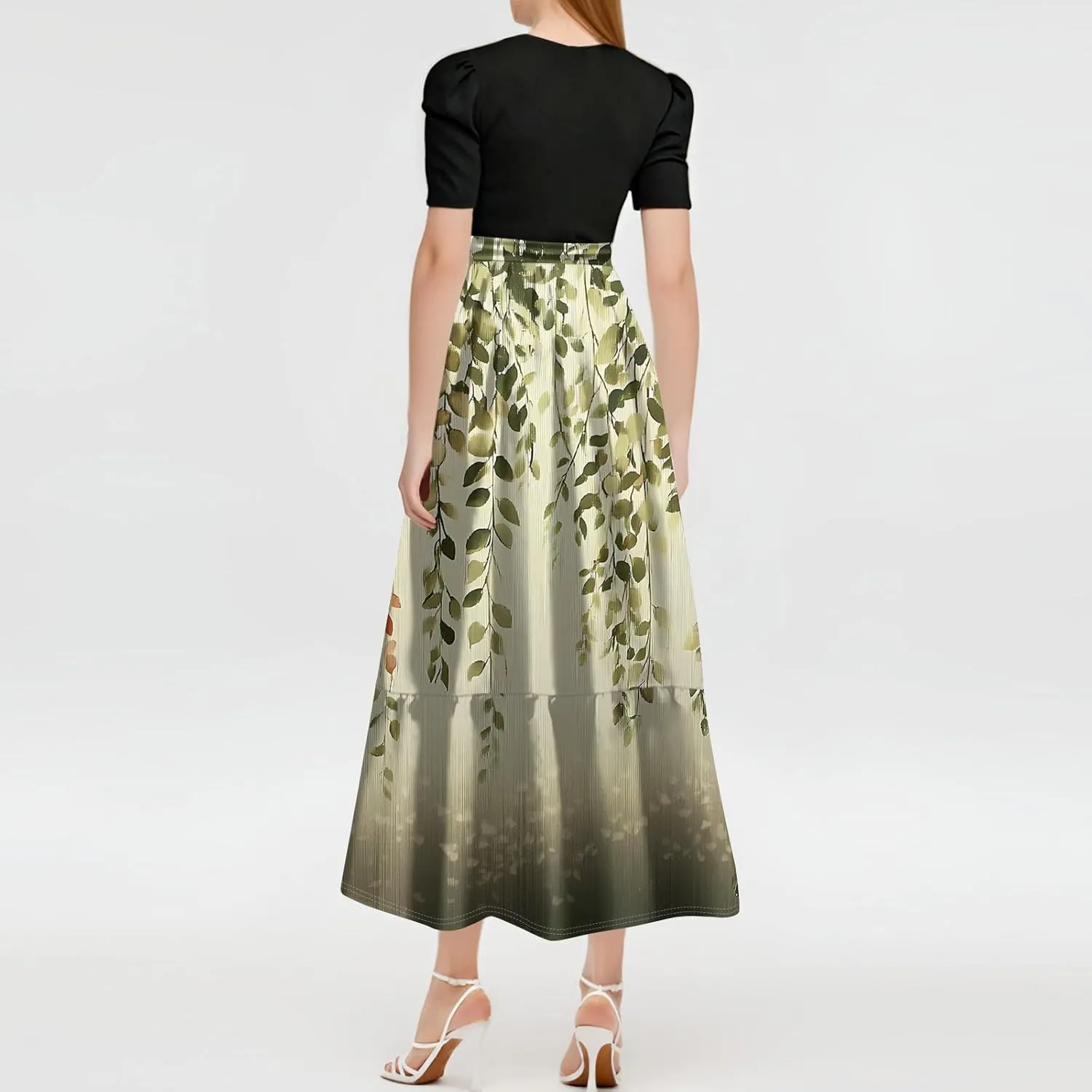 Floral Cocktail Dress for Women 2025 Plus Size Wrap Maxi Dress Ruffle Hem Elegant Outfit