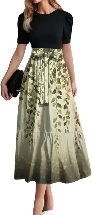 Floral Cocktail Dress for Women 2025 Plus Size Wrap Maxi Dress Ruffle Hem Elegant Outfit