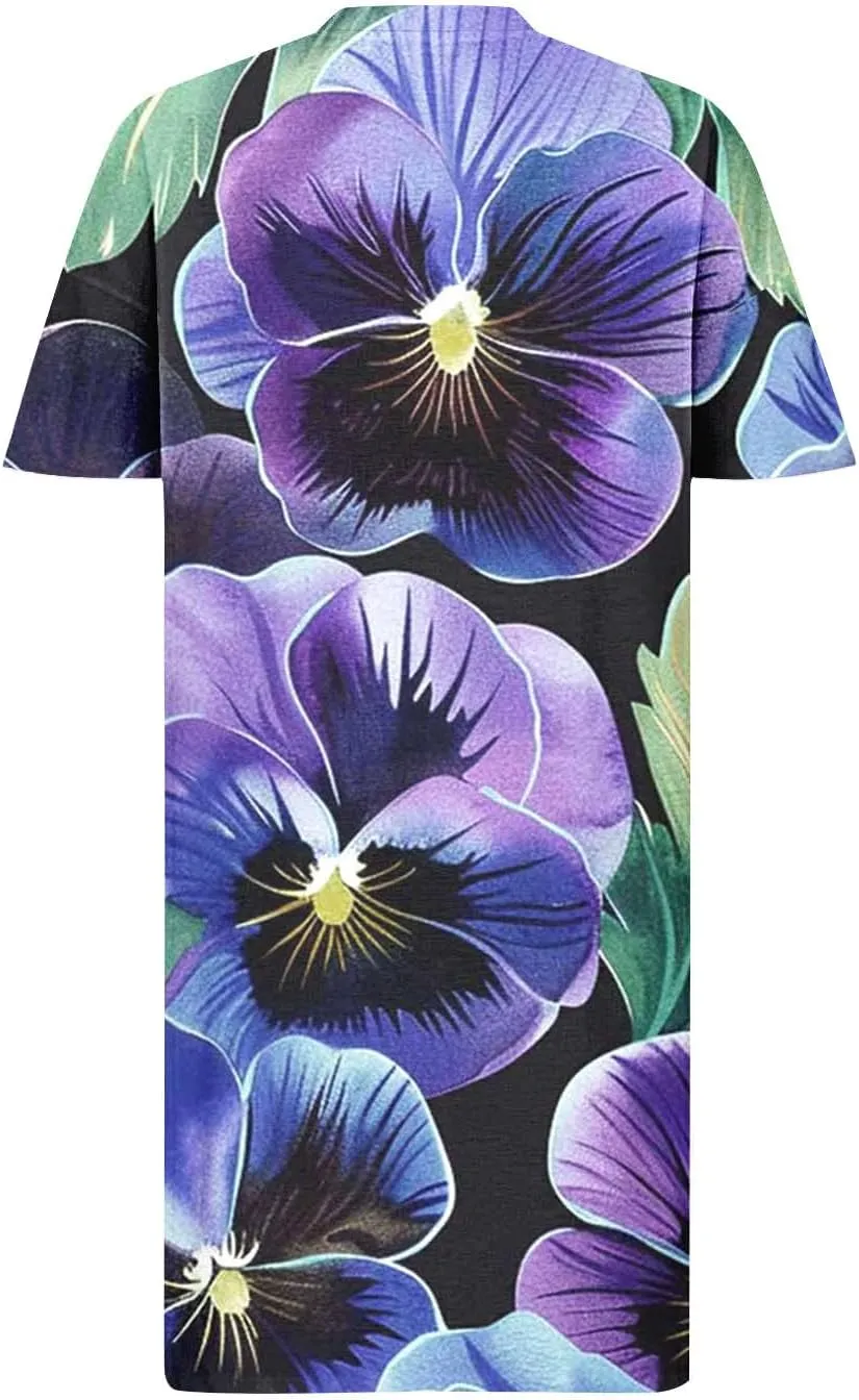 Floral Dress for Women Short Sleeve V Neck Casual Dress Plus Size Summer Dress Shift Spring Midi Dress Spring Dress