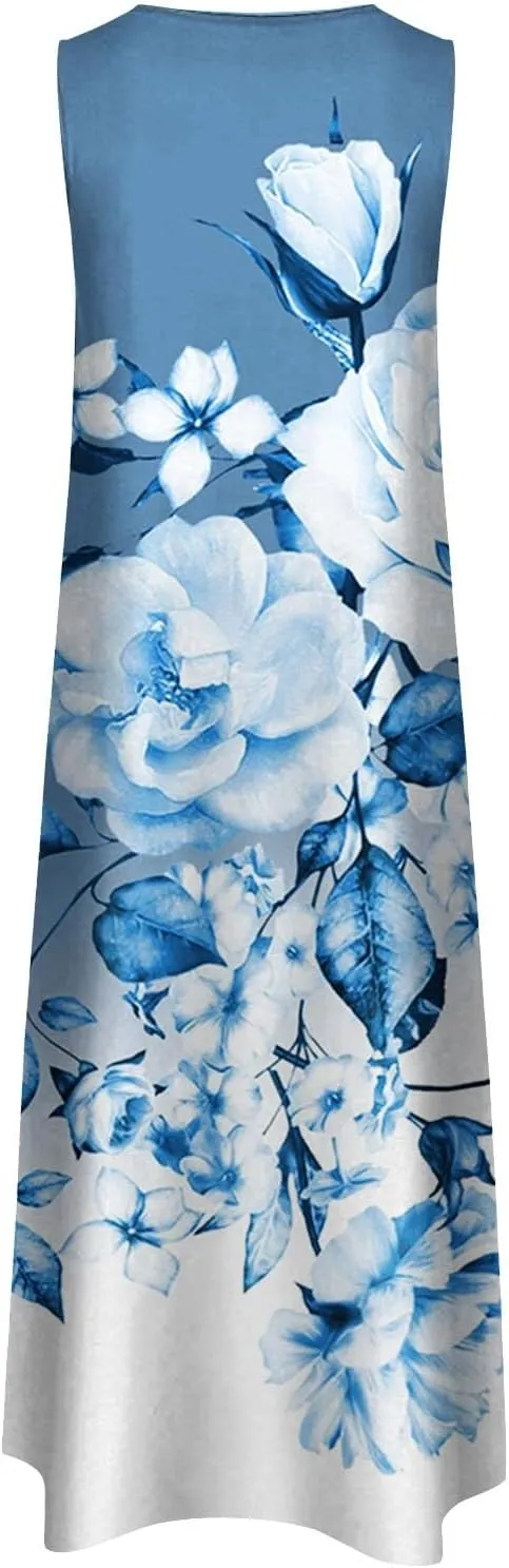 Floral Formal Dress 2025 Vacation Beach Casual Summer Sundresses Sleeveless Tank Short Casual Spring V Neck Chiffon