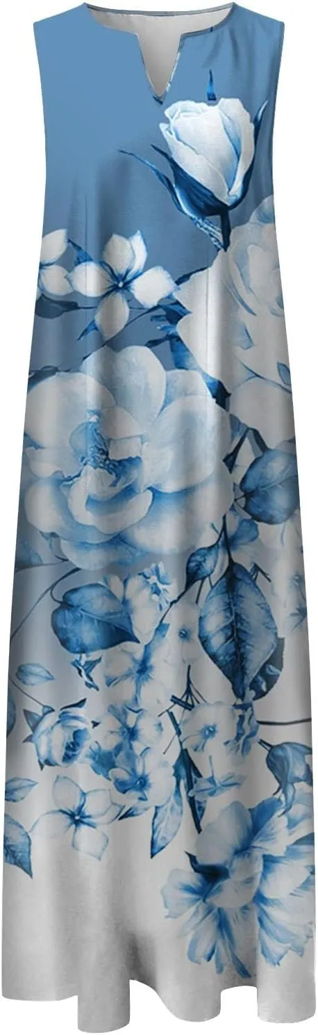 Floral Formal Dress 2025 Vacation Beach Casual Summer Sundresses Sleeveless Tank Short Casual Spring V Neck Chiffon