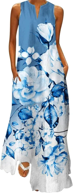 Floral Formal Dress 2025 Vacation Beach Casual Summer Sundresses Sleeveless Tank Short Casual Spring V Neck Chiffon