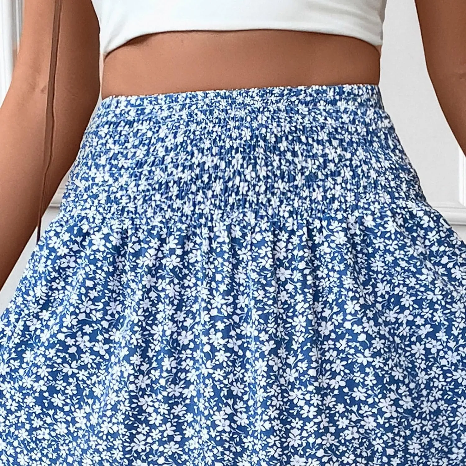 Floral Maxi Skirts for Women Trendy Summer High Waisted Long Skirts Elastic Waist Boho Beach A Line Skirt Cover Up