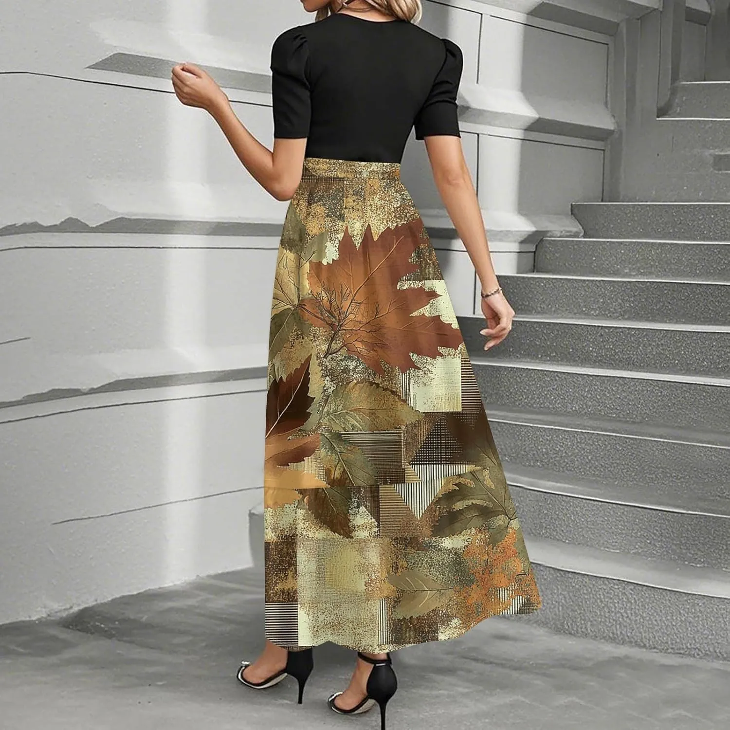 Floral Summer Dresses for Women- 2025 Business Causal Teacher Flowy Maxi Dress Empire Waist Church Modest Dresses