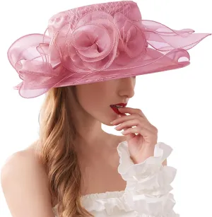 Flower Sun Hats for Women Wide Brim Lace Bucket Hat Summer Beach Seaside Holiday Hat Elegant Wedding Guest Dress Hat