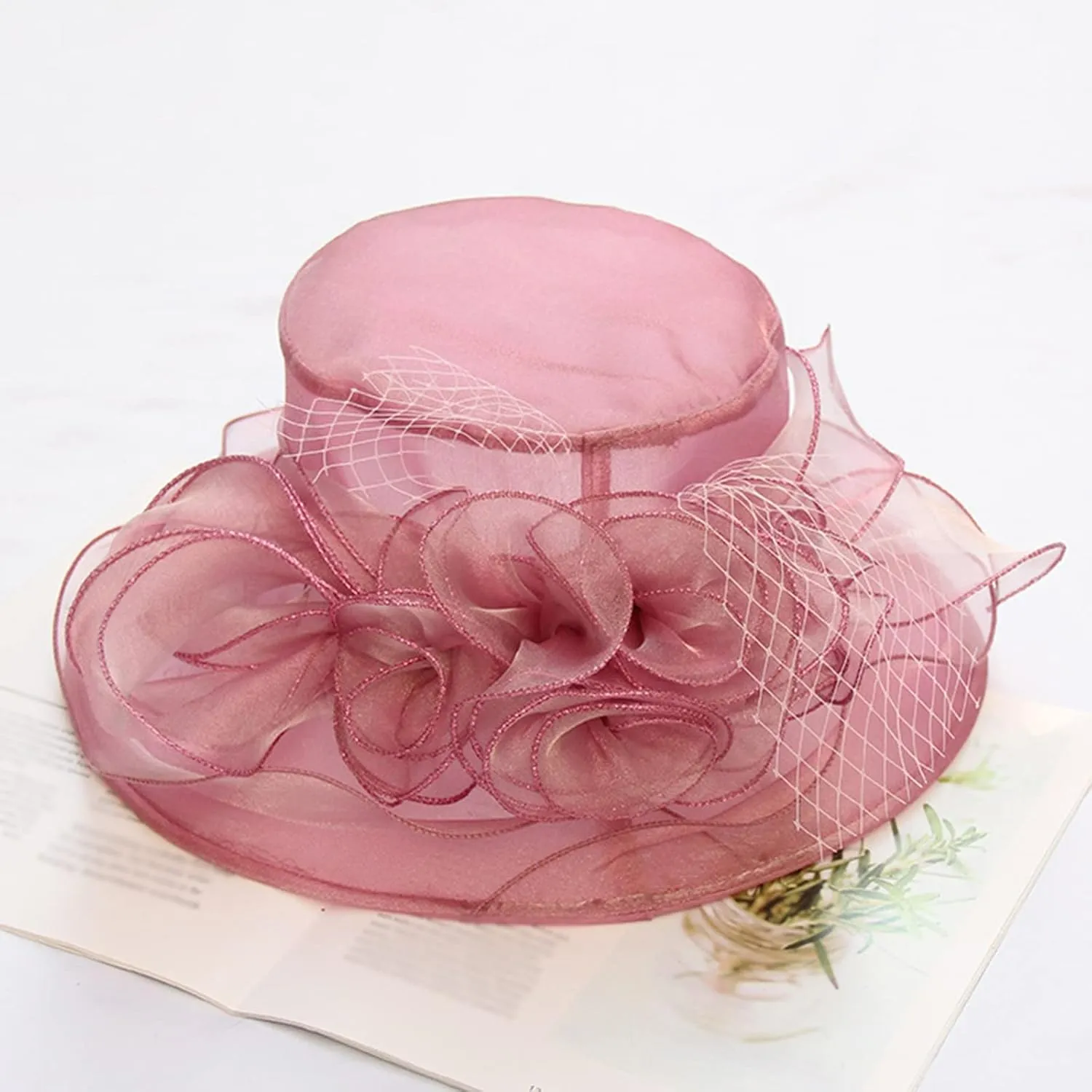 Flower Sun Hats for Women Wide Brim Lace Bucket Hat Summer Beach Seaside Holiday Hat Elegant Wedding Guest Dress Hat